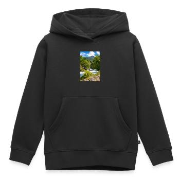 Geiranger panorama Storseterfossen Norway - Kids Premium Organic Hoodie - black - Front - AI Model Kid Male (0cm)