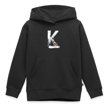 K – decorative character – winter - Kids Premium Organic Hoodie - black - Front - AI Model Kid Male (0cm)