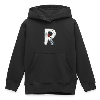 R – decorative character – winter - Kids Premium Organic Hoodie - black - Front - AI Model Kid Male (0cm)
