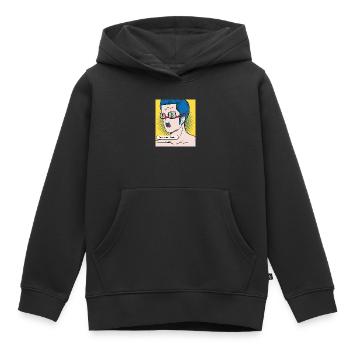 Portrait de Popart Stupide et Fauché - Sweat Premium à capuche enfant bio - noir - Devant - AI Model Kid Male (0cm)