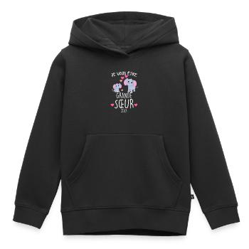Grande soeur 2023 Annonce Petite Soeur - Sweat Premium à capuche enfant bio - noir - Devant - AI Model Kid Male (0cm)