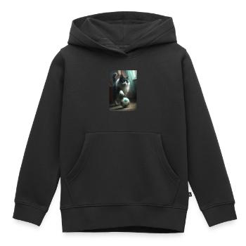 Katze Fußball Realistisch - Kinder Premium Organic Hoodie - Schwarz - Vorne - AI Model Kid Male (0cm)