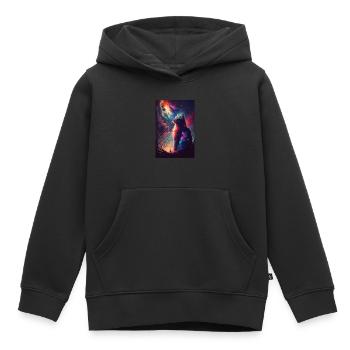 Wonderland Cosmos Cat Night Sky Space - Kids Premium Organic Hoodie - black - Front - AI Model Kid Male (0cm)