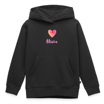 Olivia Rosa Herz Feminines Namensshirt Tee - Kinder Premium Organic Hoodie - Schwarz - Vorne - AI Model Kid Male (0cm)
