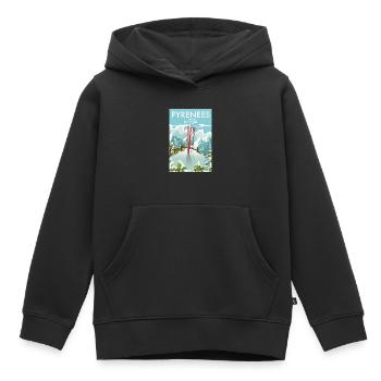 Pyrenäen zum Skifahren schöne Retro- oder Vintage-Karikatur - Kinder Premium Organic Hoodie - Schwarz - Vorne - AI Model Kid Male (0cm)
