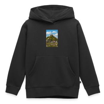 Forteresse de Reichsburg (Reichsburg) Cochem Rhénanie - Sweat Premium à capuche enfant bio - noir - Devant - AI Model Kid Male (0cm)