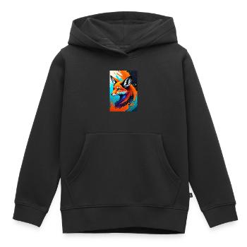 Art coloré Potrait Fox 1 - Sweat Premium à capuche enfant bio - noir - Devant - AI Model Kid Male (0cm)