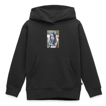 Lémurien à queue annelée (en allemand Katta) Lémurien catta - Sweat Premium à capuche enfant bio - noir - Devant - AI Model Kid Male (0cm)