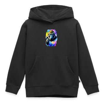 Gorille #1 - Sweat Premium à capuche enfant bio - noir - Devant - AI Model Kid Male (0cm)