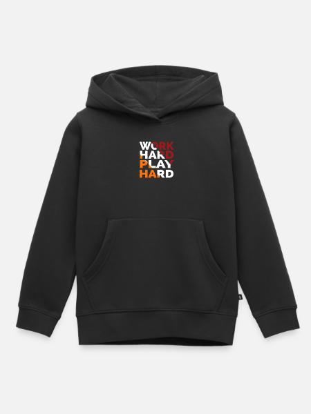Arbeite hart, spiele hart - Kinder Premium Organic Hoodie - Schwarz