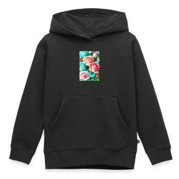 Floral 150 - Sweat Premium à capuche enfant bio - noir - Devant - AI Model Kid Male (0cm)