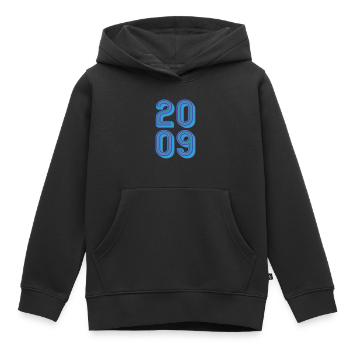 2009 Année de naissance | Couleurs changeantes - Sweat Premium à capuche enfant bio - noir - Devant - AI Model Kid Male (0cm)