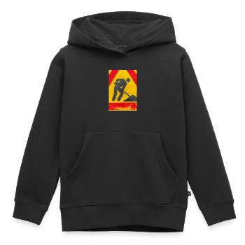 Workman road sign - Kids Premium Organic Hoodie - black - Front - AI Model Kid Male (0cm)