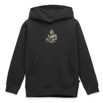 DJ Buddha - Kids Premium Organic Hoodie - black - Front - AI Model Kid Male (0cm)