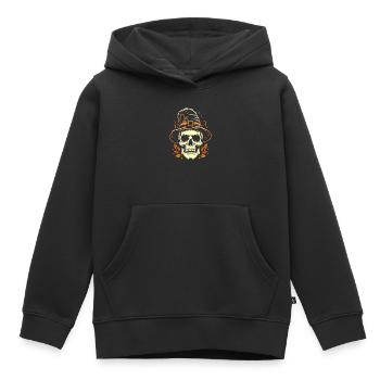 Skull in a hat - Kids Premium Organic Hoodie - black - Front - AI Model Kid Male (0cm)