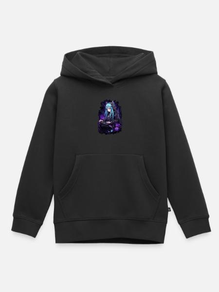 Cyber Bat Gamer Girl - Chemise Anime - Sweat Premium à capuche enfant bio - noir