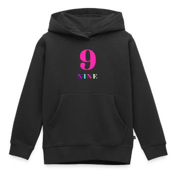 Nine-9th Anniversary - Kids Premium Organic Hoodie - black - Front - AI Model Kid Male (0cm)
