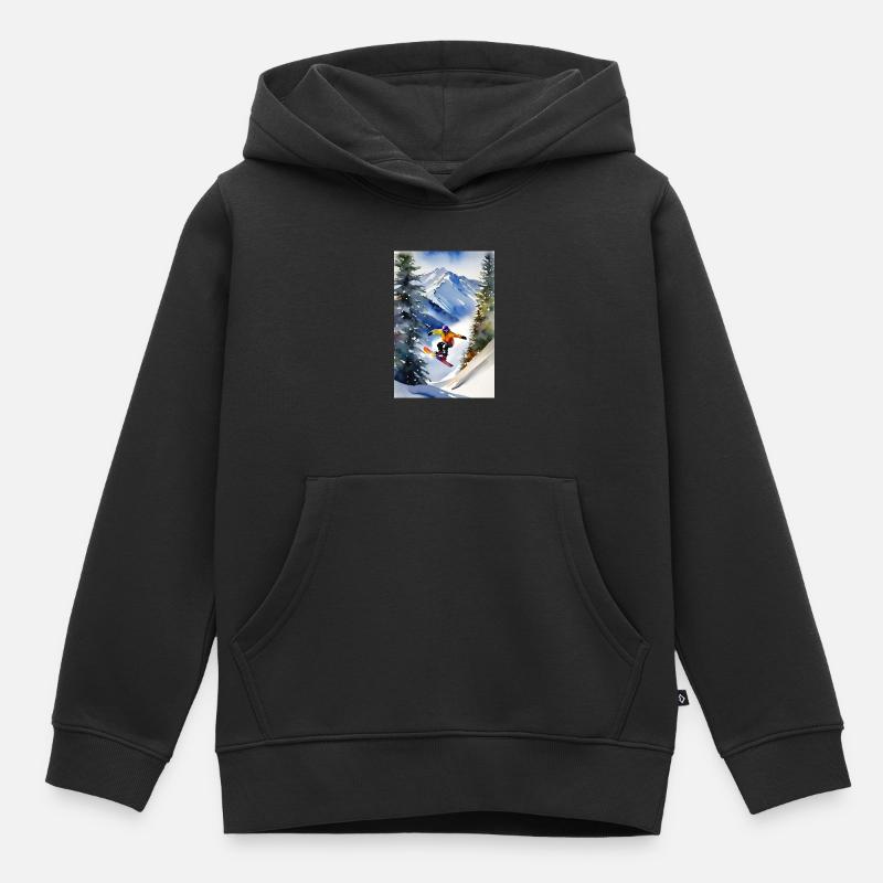 Snowboarder I - Kinder Premium Organic Hoodie - Schwarz