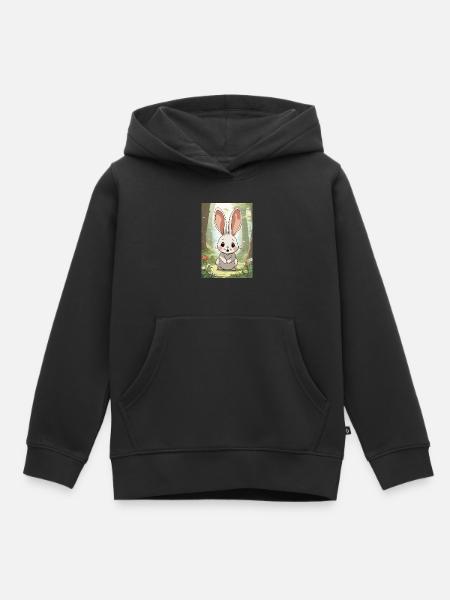Lapin de dessin animé - Sweat Premium à capuche enfant bio - noir