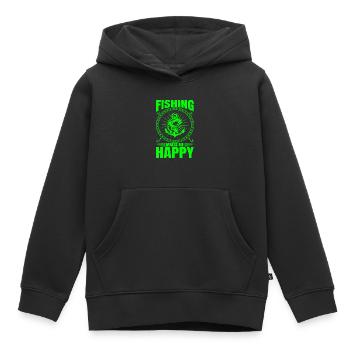 poisson, poisson, pêche, lac, mer, pêche, faune, exotique - Sweat Premium à capuche enfant bio - noir - Devant - AI Model Kid Male (0cm)