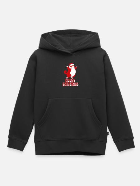 Meowy Christmas – Funny Cat Christmas Design - Kids Premium Organic Hoodie - black