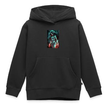 Anime Forêt Fille Manga - Sweat Premium à capuche enfant bio - noir - Devant - AI Model Kid Male (0cm)