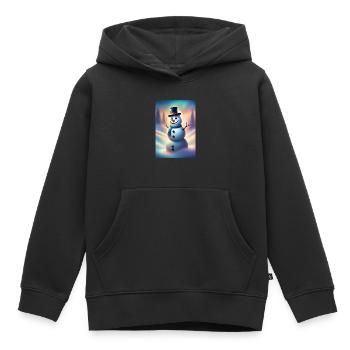 Bonhomme de neige hivernal heureux - Sweat Premium à capuche enfant bio - noir - Devant - AI Model Kid Male (0cm)
