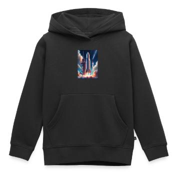 Ein realistisches Raketenstart-Design - Kinder Premium Organic Hoodie - Schwarz - Vorne - AI Model Kid Male (0cm)