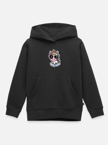 Unicorn Sticker Style - Kinder Premium Organic Hoodie - Schwarz