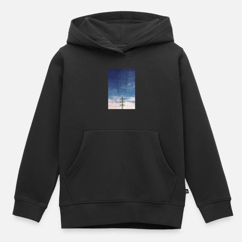 Lignes électriques - Sweat Premium à capuche enfant bio - noir