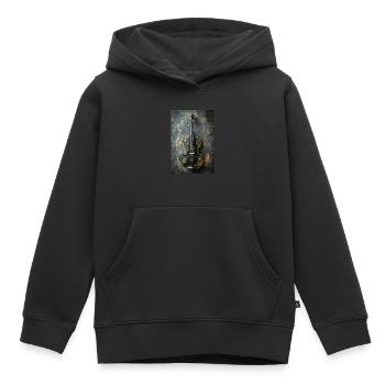 Elégant violon noir et or - Sweat Premium à capuche enfant bio - noir - Devant - AI Model Kid Male (0cm)