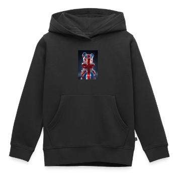 British Flag Gummy Bear - Kids Premium Organic Hoodie - black - Front - AI Model Kid Male (0cm)