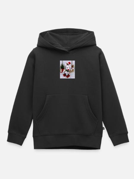 Gestricktes Weihnachtsrentier - Kinder Premium Organic Hoodie - Schwarz
