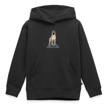 Anatolischer Schäferhund auf Schutzfelsen - Kinder Premium Organic Hoodie - Schwarz - Vorne - AI Model Kid Male (0cm)