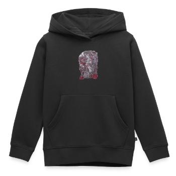Statue d’ange dragon rose avec des roses Fanatsy Goth - Sweat Premium à capuche enfant bio - noir - Devant - AI Model Kid Male (0cm)