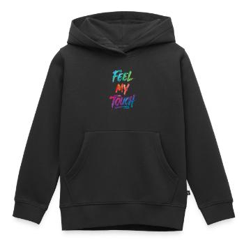 Feel My Touch Colorful Text Painting Print - Kids Premium Organic Hoodie - black - Front - AI Model Kid Male (0cm)