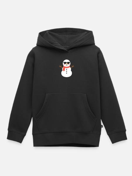 Schneemann mit Sonnenbrille - Kinder Premium Organic Hoodie - Schwarz