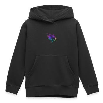 Requin contour coloré - Sweat Premium à capuche enfant bio - noir - Devant - AI Model Kid Male (0cm)
