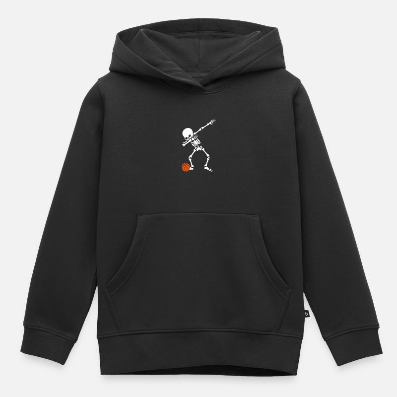 Joueur de basket-ball squelette Dabbender - Sweat Premium à capuche enfant bio - noir