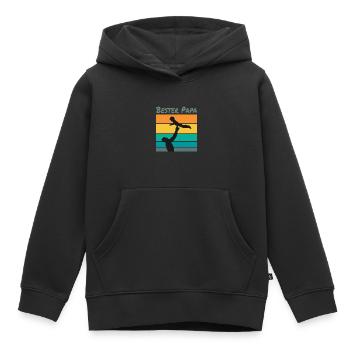 Bester Papa, Vater Kind Sonnenuntergang fliegen - Kinder Premium Organic Hoodie - Schwarz - Vorne - AI Model Kid Male (0cm)