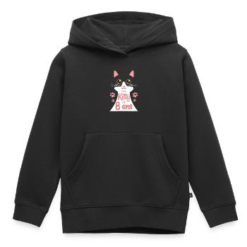 Fillette De 8 Ans Chat 8ème Anniversaire Fille - Sweat Premium à capuche enfant bio - noir - Devant - AI Model Kid Male (0cm)