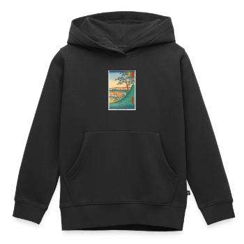 Art japonais Hiroshige - Sweat Premium à capuche enfant bio - noir - Devant - AI Model Kid Male (0cm)