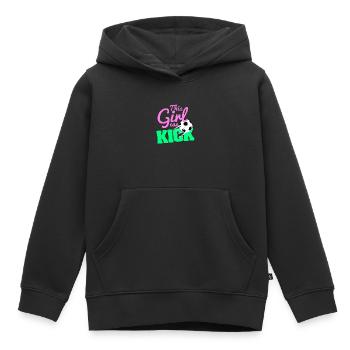 Soccer frauenfußball kicken mädchen girlpower - Kinder Premium Organic Hoodie - Schwarz - Vorne - AI Model Kid Male (0cm)