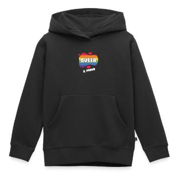 Queer et fier - Sweat Premium à capuche enfant bio - noir - Devant - AI Model Kid Male (0cm)