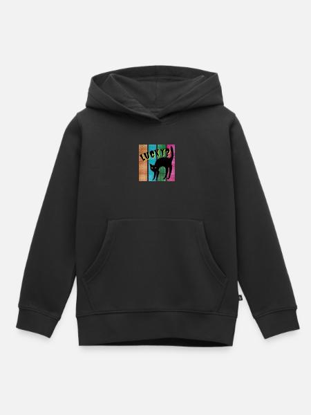 Chanceux? Chat - Sweat Premium à capuche enfant bio - noir