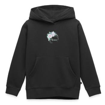 For Anna - Kids Premium Organic Hoodie - black - Front - AI Model Kid Male (0cm)