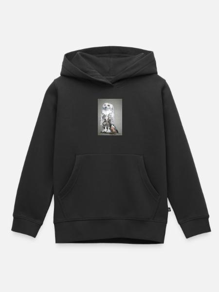 Eule - Kinder Premium Organic Hoodie - Schwarz
