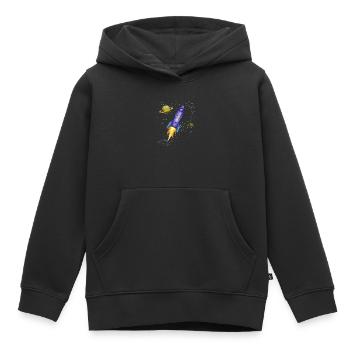 Fusée dans l'espace - Sweat Premium à capuche enfant bio - noir - Devant - AI Model Kid Male (0cm)