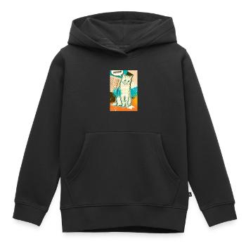 Chat MEOW, pop art, collage - Sweat Premium à capuche enfant bio - noir - Devant - AI Model Kid Male (0cm)