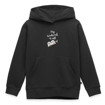 Mon week-end est tout dit ringard dire - Sweat Premium à capuche enfant bio - noir - Devant - AI Model Kid Male (0cm)